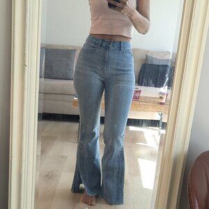 High Waisted Split Leg Jeans